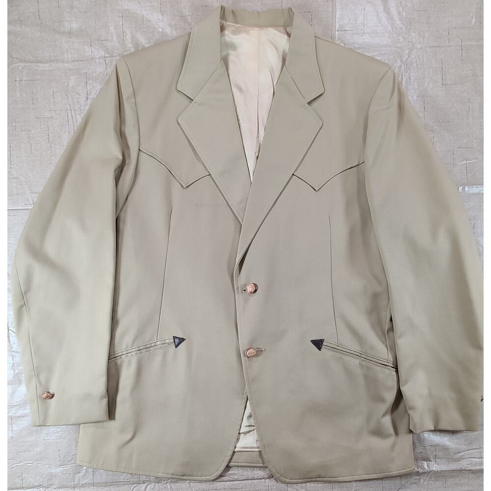 BW Western Wear Sport Coat Blazer Tan Sz 46 Pockets Cowboy Dress